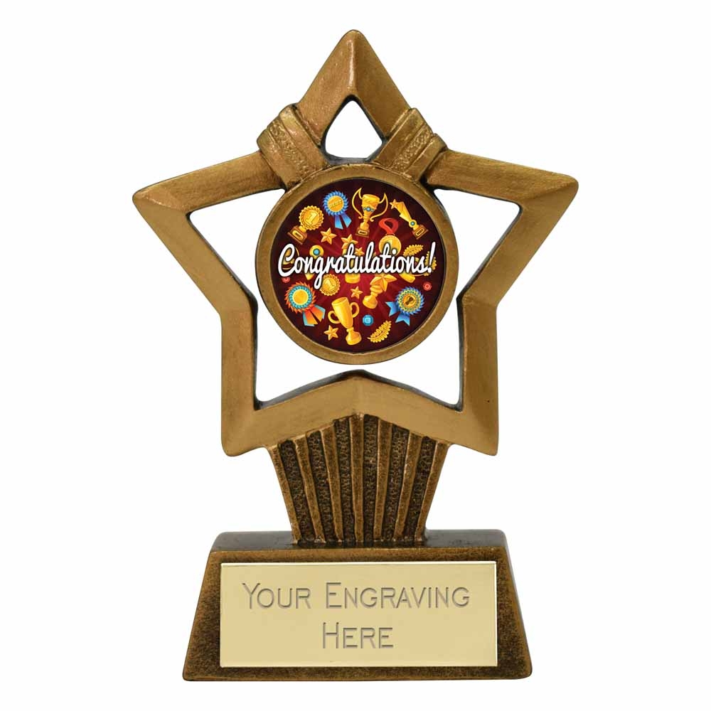 STAR GOLD CHILDS CHILDREN TROPHY ENGRAVED FREE CONGRATS MINI STAR TROPHIES 